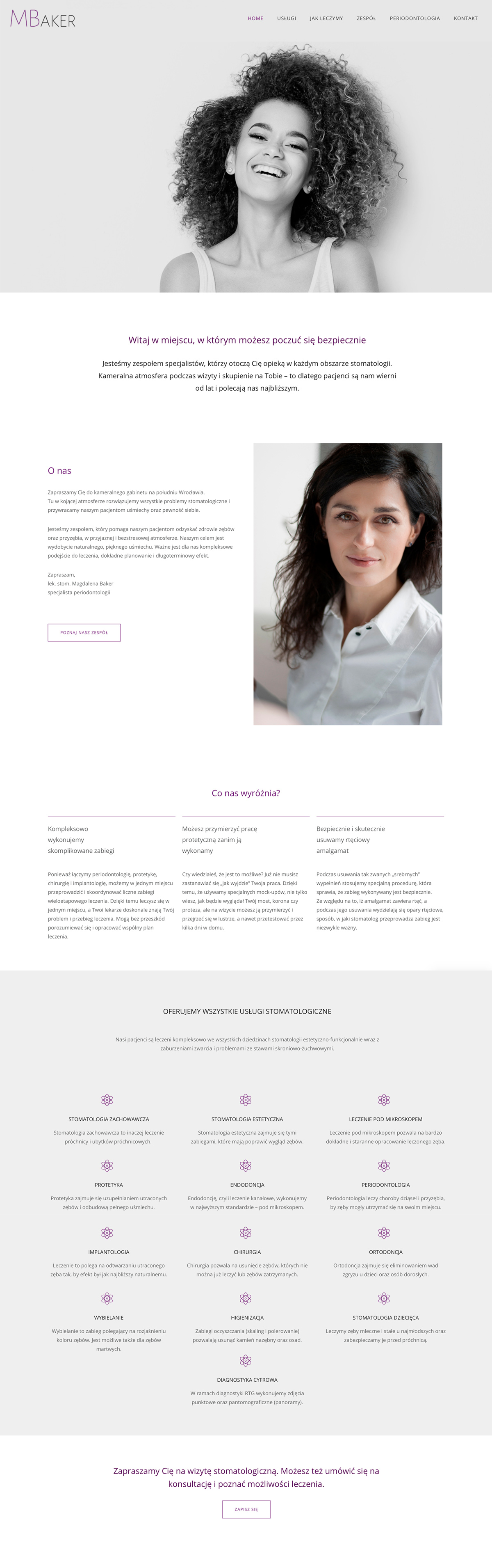 strona www dla gabinetu stomatologicznego studio projektowe hotmilk